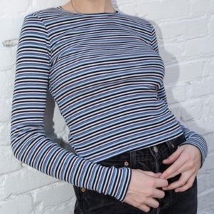 BRANDY MELVILLE Blue Stripped Long Sleeve Top